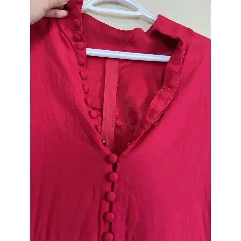 Free People Be My Baby Red Ruched Mini Dress Womens Size 2 NWT - Picture 5 of 11